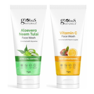 Globus Naturals Skin Brightening Vitamin C & Aloe vera Neem Tulsi Anti Acne Face wash Combo Pack Men & Women All Skin Types Face Wash  (150 g)