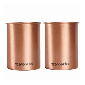 YOGARISE Pack of 2 Copper Glasses for Home & Office, BPA-Free Copper Tumblers, Non-Toxic Copper Glasses for Drinking Water, Lightweight, Easy to Clean, Eco-Friendly (250ml Each) (Copper)