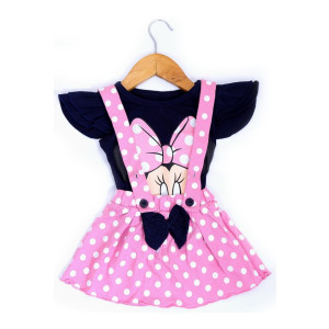 UPTO 80% OFF ICABLE : Girls Minnie Party(Festive) Top Skirt  (Pink)