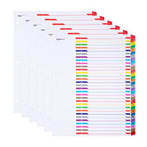 AmazonBasics Numeric Paper Binder Dividers, 31-Tab, 6/Pack