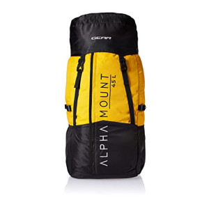 Gear Alphamount 45L Water Resistant Trekking Travel Rucksack for Men,Women - Black Yellow