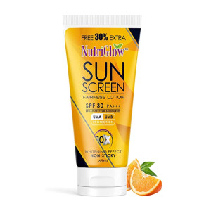 [Apply Coupon] NutriGlow Sunscreen Fairness Lotion SPF 30 PA+++| for Glowing, Healthy, Nourished Skin| Long Lasting Fragrance| Paraben and Sulphate Free(65 ml)