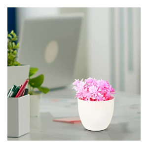 TrustBasket Artificial Potted Pink Shrub | Decorative Artificial Potted Indoor Plant for Living Room, Table Top, Office Desks, Home Garden & Balcony.
