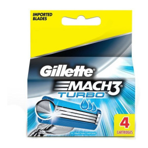 Gillette Mach3 Turbo 3-Bladed Cartridges with Comfort Gel  (Pack of 4)