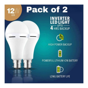 Alfa Bright Emergency inverter rechargeable bulb 12wt pack of 2 up to 4 HRS battery backup 4 hrs Bulb Emergency Light  (White)