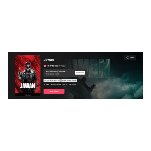 Bookmyshow : Buy 1 Get 1 Free On Jawan 2 Movie Tickets  (28-30 Sep) (Upcoming)