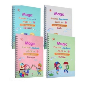 4 PCS Magic Practice Copybook For Kids, English Reusable Magical Copybook Kids, Tracing Book, Magic Calligraphy Copybook Set Practical Reusable Writing Tool Simple Hand Lettering  (Paperback, Generic)