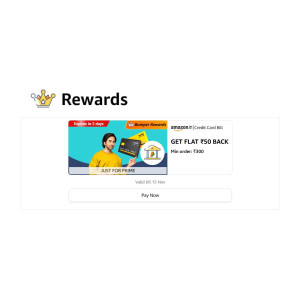 Amazon Credit Card Bill Payment Offer: Pay Credit card of 300 or more and get flat 50 cashback (Only for Prime members)