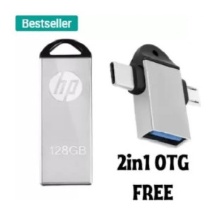 HP V220 OTG 2IN 1 FREE 128 GB Pen Drive  (Silver)