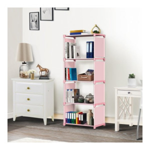 octavic Plastic 5 Shelf Book Organizer Plastic Open Book Shelf  (Finish Color - Light Pink a5, DIY(Do-It-Yourself))