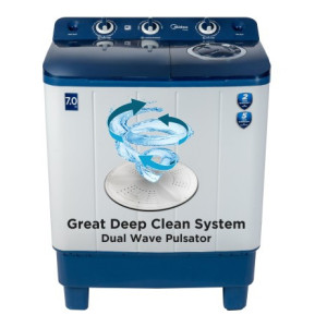 Midea 7 kg Semi Automatic Top Load Washing Machine Blue, White  (MWMSA070PCH(BW)) [10% Instant Discount on PNB/ bob  Credit Cards]