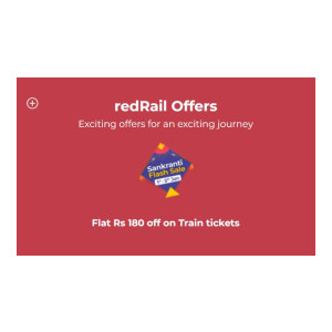 Redbus (Trains): Flat 180 Rs Off On Train Tickets on a minimum booking amount of 300