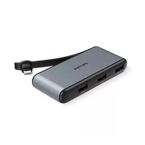 PHILIPS 5-in-1 USB 3.1 Type C to USB 3.0 Type A, USB 3.0 Type C, HDMI Type A USB Hub (5 GbpsData Transfer Rate, Grey)