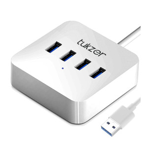 Tukzer 4-Ports USB A to USB 3.0 HUB with High-Speed Data Transfer & Fast Charing Ports, Compatible for MacBook Air, Mac Mini, iMac Pro, Microsoft Surface, UltraBooks, Laptop, Notebook, Desktop (White)
