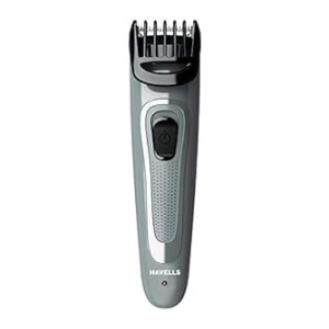 Havells Bt5100C Rechargeable Beard Trimmer with Hypoallergenic Blades; Zero Trim with 0.5 Mm Precision;Upto 17Mm Length Setting for All Trending Styles; 45 Min Runtime, Battery Powered Black & (Grey)