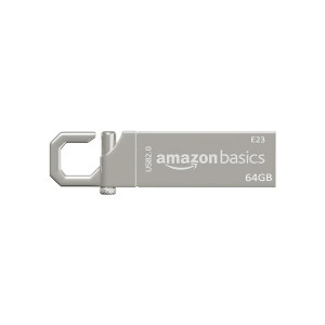 Amazon Basics 64 GB USB 2.0 Pen Drive |Flash Drive | with Key Ring (Metal)