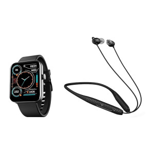 boAt Wave Leap Call with 1.83" HD Display, Advanced Bluetooth Calling(Active Black) & Rockerz 255 Max in Ear Earphones with 60H Playtime, EQ Modes, Power Magnetic Earbuds, Beast™ Mode, ENx™ Tech