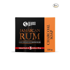 Beardo Jamaican Rum Perfumed Luxury Soap for Men, 75g X 3 | Deep Cleanses Skin Pores with Activated Charcoal | Repairs broken skin & Reduce Hyperpigmentation