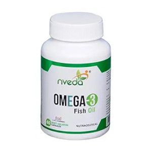 Nveda Omega-3-Fish-Oil 1000mg For Men & Women, Omega 3 fatty-acid 60 Capsules with 180mg EPA-DHA 120mg for Healthy Heart, Eyes, Brain & Joints - Pack of 1