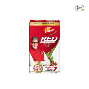 Dabur Red Toothpaste - 750g (250gx3) Special Edition Pack | Fluoride Free | Helps in Bad Breath Treatment, Cavity Protection, Plaque Removal | For Whole Mouth Health | Power of 13 Potent Ayurvedic Herbs