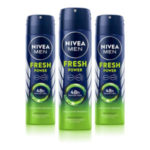 NIVEA MEN Fresh Power Deodorant Spray Deodorant Spray - For Men  (150 ml, Pack of 3)