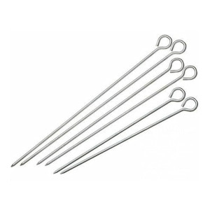 Stainless Steel Barbeque Rods (Skewers),Kebab Grilling,Tools for Home Party Picnic Skewers Set of 6 - (10 inch)