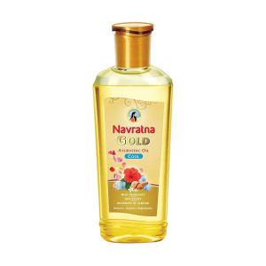 Navratna Gold Ayurvedic Oil |Non Sticky and Non Greasy |Mild Fragrance| Goodness of Almonds and 9 Ayurvedic Herbs |Relieves Body Aches, Sleeplessness, Headache and Fatigue, 500ml