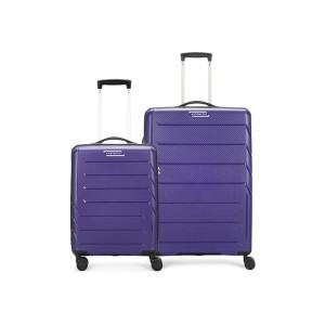 Aristocrat Chroma Set of 2 Hard Luggage (55+75cm) | Cabin and Large Check-in Luggage | Robust Construction with Strong Wheels, Rust-Free Trolley, Secured Zip and Secured Combination Lock | Purple