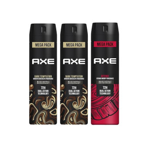 Axe Intense Long Lasting Deodorant Bodyspray For Men 215 ml & Axe Dark Temptation Long Lasting Deodorant Bodyspray For Men 215 ml (Pack 3)