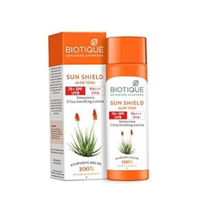 Biotique Bio Vera 75+Spf UVA/UVB Sunscreen Ultra Soothing Body Lotion For Normal Skin, 190Ml, Pack Of 1 [coupon]