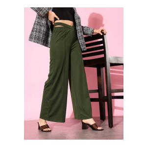 4WRD by DressberryWomen Waist Cut-Out Detail Casual Trousers