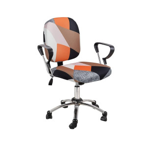 Cortina Office Chair Slip Covers | Stretchable Polyester Elastic Spandex Fabric | Corporate Rotating Chair Cover | Removable Chair Case | Machine Wash | Geometry Print – Orange | Chair Cover Set of 1