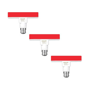 PHILIPS T-Bulb Rangoli B22 5-Watt LED Bulb (Red) - Pack of 3