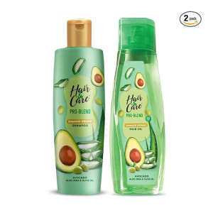 Hair & Care Pro Blend Damage Repair Hair Shampoo+Oil Combo (300ml+300ml) with Avocado, Aloe Vera and Olive Oil