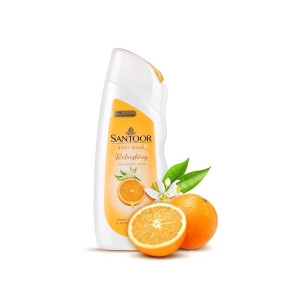 Santoor Refreshing Skin Body Wash, Enriched With Tangy Orange Oil & Neroli Extracts, Soap-Free, Paraben-Free, pH Balanced Shower Gel, 230ml