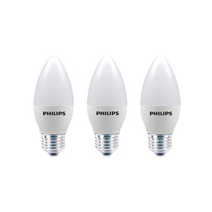 Philips E27 Candle Frosted 400-Lumen Decorative Wall Lights (4W, Pack of 3, Warm White)