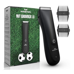 WINSTON Nut Groomer 1.0 | 1 Year Warranty | Rechargeable, Trimmer Men, Body Trimmer Men, Balls Trimmer for Men, Trimmer for Man, Waterproof with 90min Run Time & 2 Adjustable Combs (Ultimate Black) [coupon]