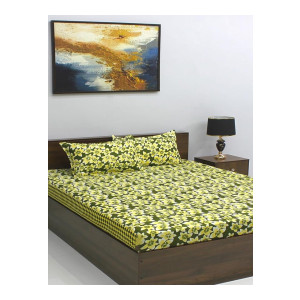 Rubix Home Mesmerize 144 TC Microfiber Green Double Bedsheet with 2 Pillow Covers