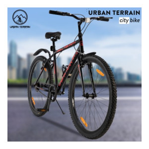 Urban Terrain Tokyo Cycles for Men with Complete Accessories BiCycles for Boys UT7000S26 26 T Hybrid Cycle/City Bike  (Single Speed, Black, Red)