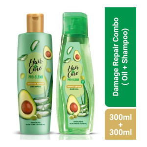 HAIR & CARE Pro Blend Damage Repair Combo | 300ml Shampoo + 300ml Oil |Avocado & Olive Oil  (2 Items in the set)