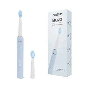 beatXP Buzz Electric Toothbrush for Adults with 2 Brush Heads & 3 Cleaning Modes|Rechargeable Electric Toothbrush with 2 Minute Timer & Quadpacer|19000 Strokes/min with Long Battery Life (Blue)