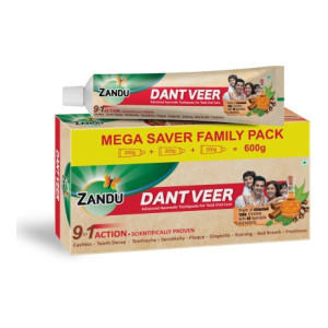 Zandu Dantveer, Indias 1st with Irimedadi oil, Fights 9 dental problems Toothpaste  (600 g)