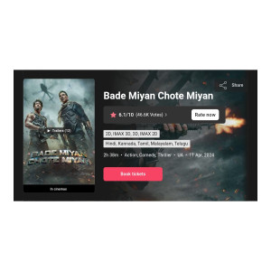 Bookmyshow : Buy 1 Get 1 Free On Bade Miyan Chote Miyan Movie Tickets