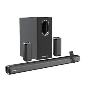 ZEBRONICS Juke BAR 7400 PRO 5.1 Channel soundbar with 6.5" subwoofer, 180W RMS, Dual Rear Satellites, HDMI (ARC), Optical in, AUX, BT v5.0, USB in, Remote Control,LED Display and Wall Mount(Black)