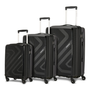 Kamiliant by American Tourister : Hard Body Set of 3 Luggage 4 Wheels - Kam Kiza Sp 3Pcset -Black - Black