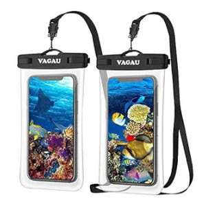 VAGAU TPU Waterproof Phone Case Holder Pouch,Underwater Transparent Cellphone Dry Bag Compatible For Lphone 13 12 Pro Max,Galaxy S21 S20 S10 Up To 7.0" (Black,Black)-2 Pack