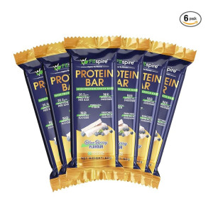 Fitspire Protein Bar (Pack of 6 Combo) - Blueberry Flavor, 360 gm | With 20.5 gm Protein Each | No Artificial Sweetener & Flavor | Energy Snack Bar | Each Flavour - 60 gm