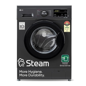 LG 8 Kg 5 Star Inverter Direct Drive Touch Panel Fully Automatic Front Load Washing Machine (FHM1408BDM, Steam for Hygiene, In-Built Heater, 6 Motion DD, Middle Black) ( Apply 2000 Off coupon + 4985 Off on HDFC CC 12 months No Cost EMI )