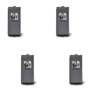 Schneider electric Opale-RJ 11 Telephone outlet with shutter, Dark Grey (Pack of 4)