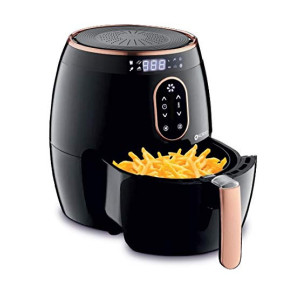 Koryo 2.6L Air Fryer with Digital Display, 1350W, Touch Control, Multiple Cooking Attachments: Silicon Cup Cake Moulds, Silicon Brush, Pizza Pan, Cake Barrel and Recipe Book (2.6 Litres, KHF4420)